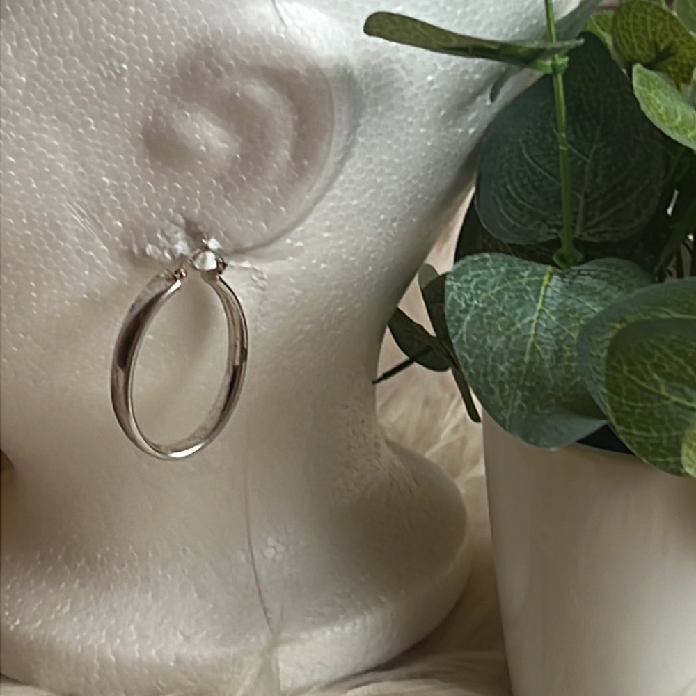 Sterling Silver Thick Oval Hoop Earrings